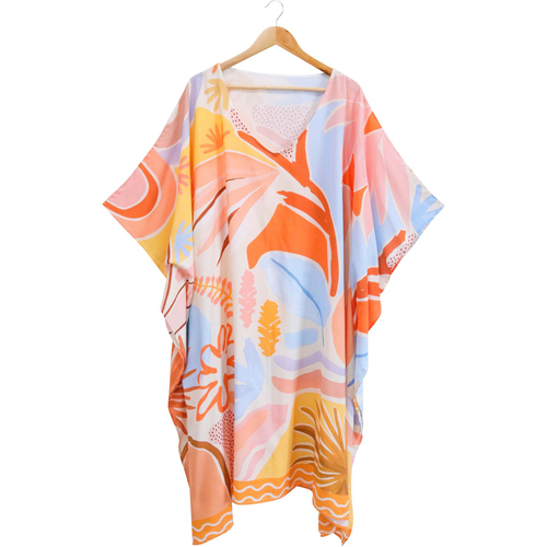 LVD Women's Watercolour Splash Kaftan Beach Cover Up Robe One Size