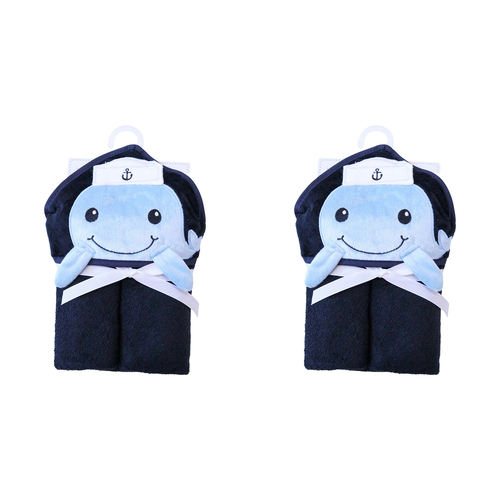 2PK LVD Kids Hooded Soft Towel Whale Home Decor/Bathroom 