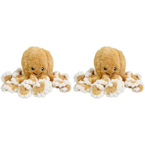 2PK LVD Polyester Plush Ollie Octopus Kids Stuffed Toys Small 22cm - Brown