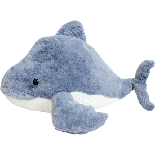 LVD Polyester Plush Medium Grey Whale Kids Stuffed Toys 45cm - Blue