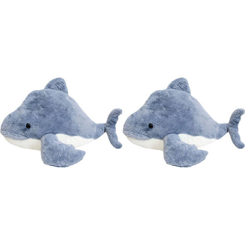 2PK LVD Polyester Plush Medium Grey Whale Kids Stuffed Toys 45cm - Blue