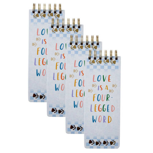 4PK LVD Pet Love Spiral-Bound List Pad Paper Writing Stationery