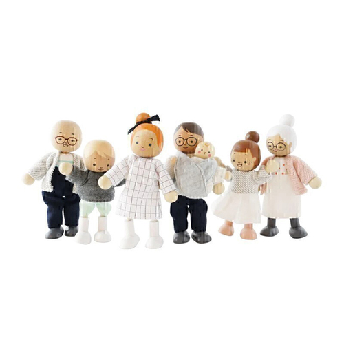 7pc Le Toy Van My Doll Family 10x13cn Wooden Toy 3y+