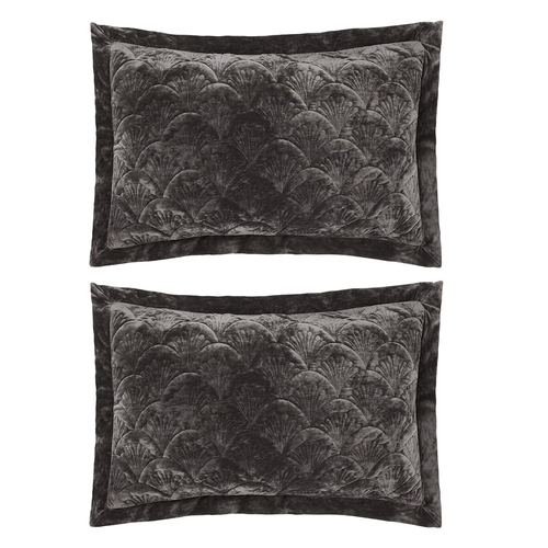 2pc Grace by Linen House Meyer 50x75cm Pillow Sham Set - Charcoal