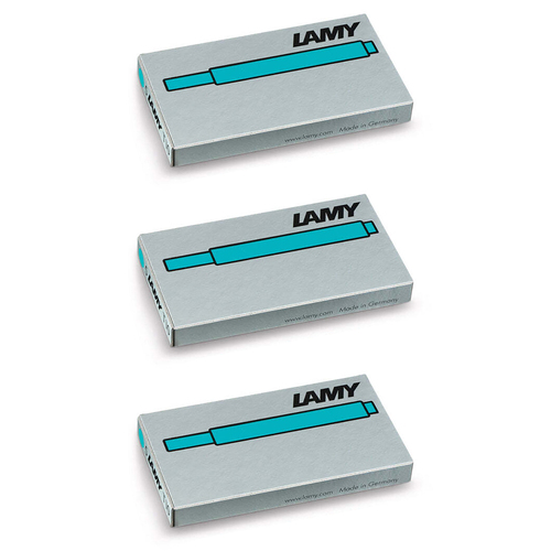 3x 5pc Lamy T10 Fountain Pen Ink Plastic Cartridges Moderate Flow Turquoise