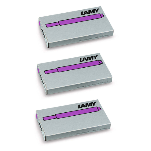 3x 5pc Lamy T10 Fountain Pen Ink Plastic Cartridges Moderate Flow Violet