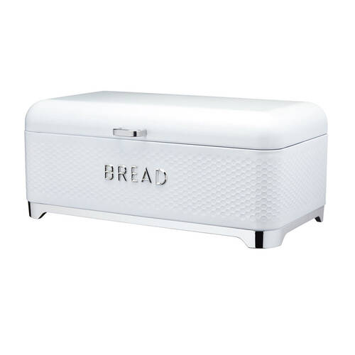 Lovello Carbon Steel Textured Bread Bin 42x22cm - Ice White