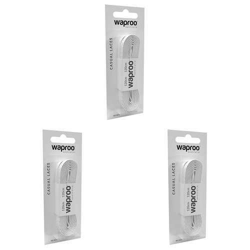 3PK Waproo Platinum Shoelace Refill 120cm Flat Track White