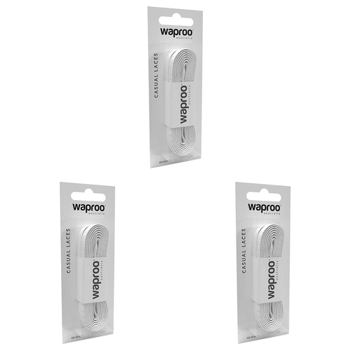 3PK Waproo Platinum Shoelace Refill 150cm Flat Track White