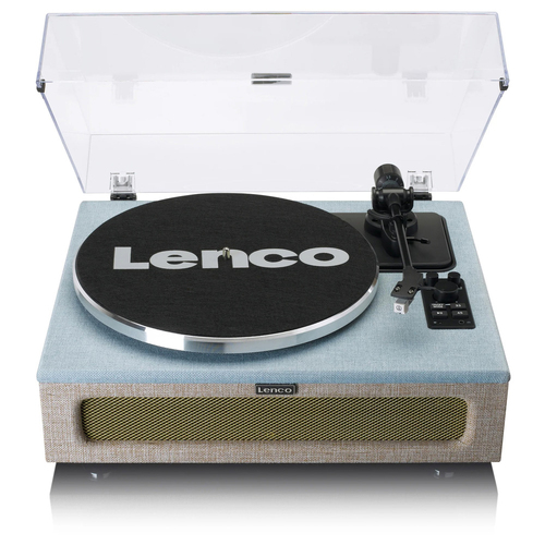 Lenco Turntable with 4 Built-in Bluetooth Speakers 50W - Blue/Beige Fabric