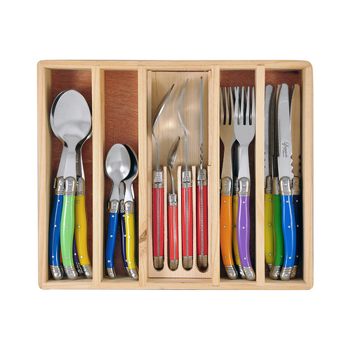 24pc Laguiole Silhouette Cutlery Set - Multicolour