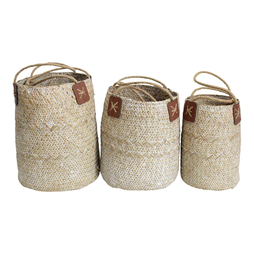 LVD 3PK Woven 22/21/17cm Planter Basket Storage Set - Wash