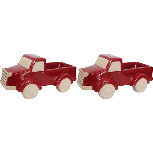 2PK LVD Ceramic Planter Ornament Red Ute Decorative Home Decor