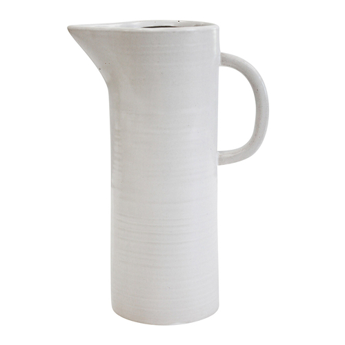 LVD French Mantel Ceramic Stoneware 21cm Jug Pitcher - White