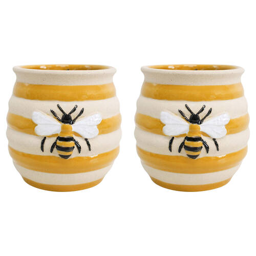 2PK LVD Ceramic Pot Plug Bee Honey Pot Home/Garden Decor 10cm