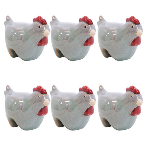 6PK LVD Ceramic Hen Pot Sitter Home/Garden Ornament 9x6cm