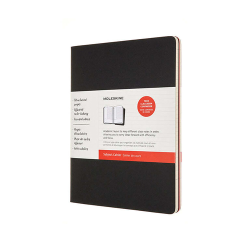 2pc Moleskine Cahier Soft Cover Subject Journal Set Black/Cranberry Red XL