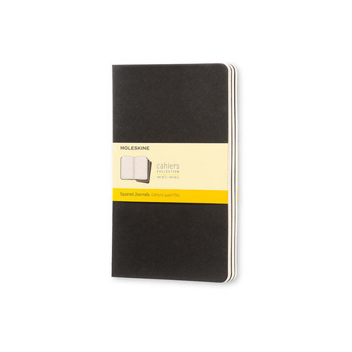 3pc Moleskine Cahier Soft Cover Notebook Grid Set Black Large