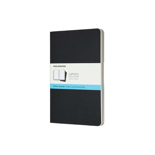 3pc Moleskine Cahier Soft Cover Notebook Dot Grid Set Black Large