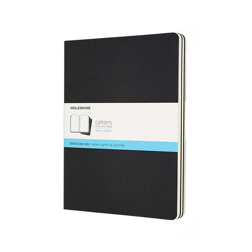 3pc Moleskine Cahier Soft Cover Notebook Dot Grid Set Black XL