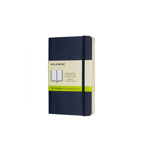 Moleskine Classic Soft Cover Notebook Plain Sapphire Blue Pocket