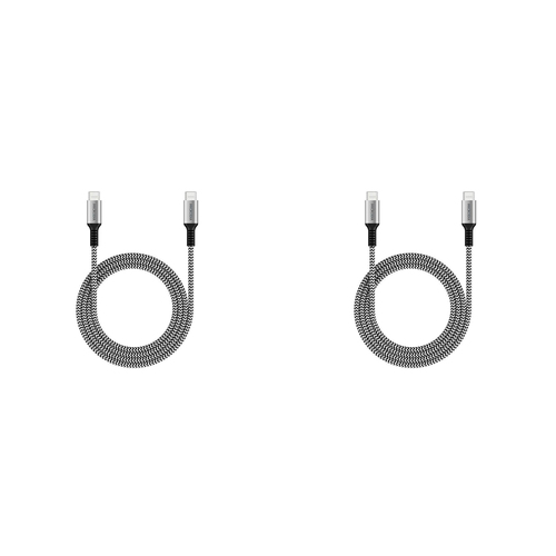 2PK Microdia ExeCable Tweed PD100W USB-C Cable 2.6m Zebra