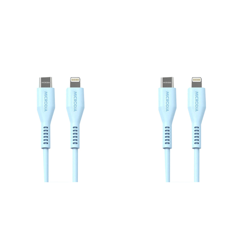 2PK Microdia Fruitywire Silicone PD60W USB-C to 8-Pin Cable 2.6m Baby Blue