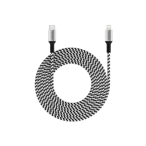 Microdia ExeCable Tweed PD60W USB-C to 8-Pin Cable 2.6m - Zebra