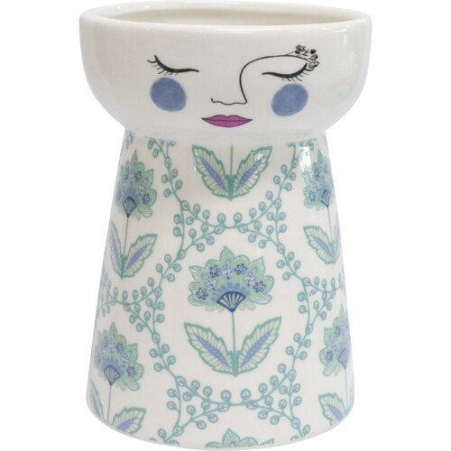 LVD Ceramic Doll Vase Home Tabletop Decor 16cm - Blue Chintz