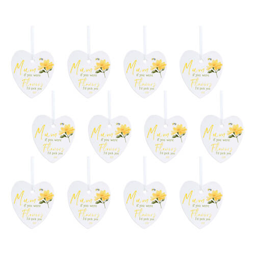 12PK LVD Bee Heart Mum Flower Ceramic Hanging Ornament Decor 9cm