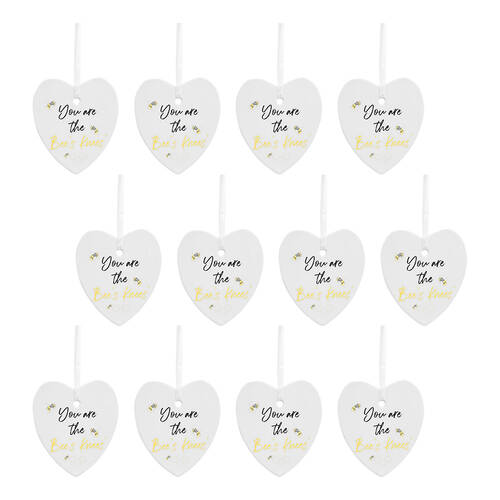 12PK LVD Bee Heart Bees Knee Ceramic Hanging Ornament Decor 9cm