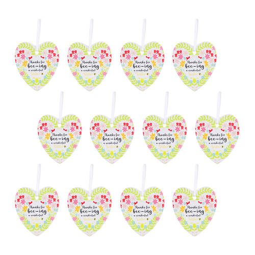 12PK LVD Bee Heart Sister Ceramic Hanging Ornament Decor 9cm