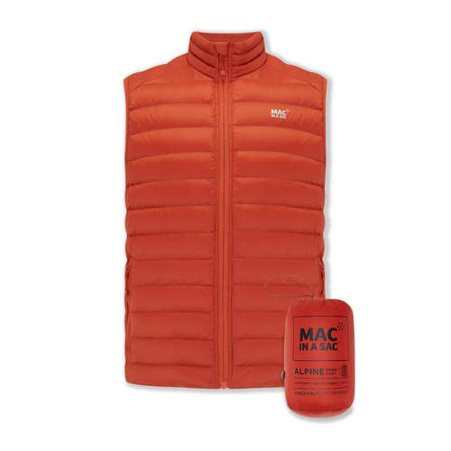 Mac In A Sac Adult Mens Alpine Down Vest - Burnt Orange - XL