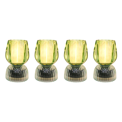 4PK LVD Led Glass Night Light Lamp Home/Room Decor 13cm - Green/Blue