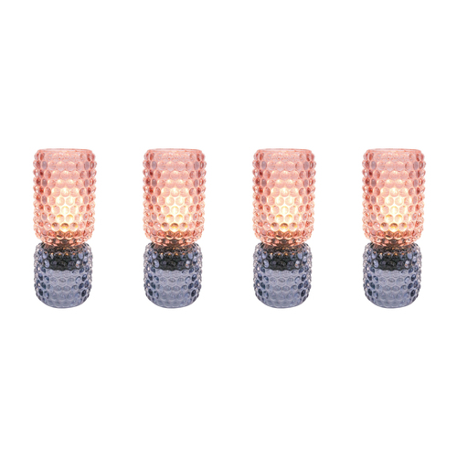 4PK LVD Led Glass Night Light Lamp Home/Room Decor 21cm - Blue/Peach