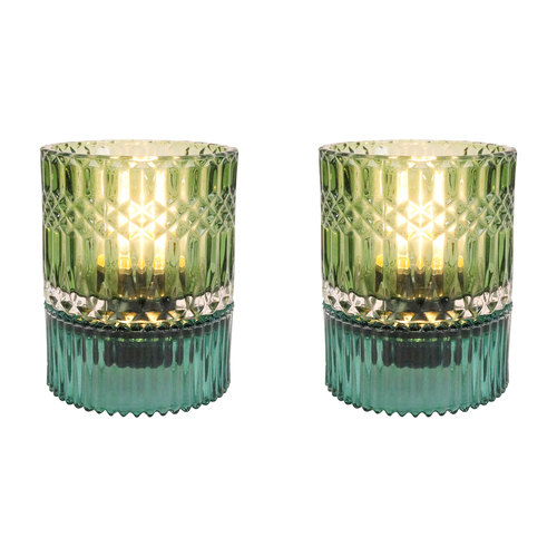 2PK LVD Led Glass Night Light Lamp Home/Room Decor 14cm - Green