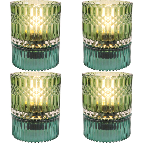 4PK LVD Led Glass Night Light Lamp Home/Room Decor 14cm - Green