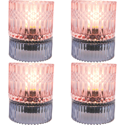 4PK LVD Led Glass Night Light Lamp Home/Room Decor 14cm - Blue/Pink