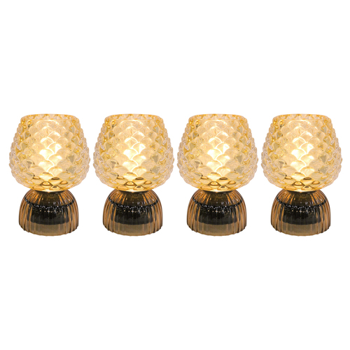 4PK LVD Led Glass Night Light Lamp Home/Room Decor 14.5cm - Amber