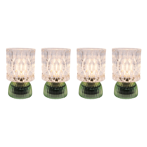 4PK LVD Led Glass Night Light Lamp Home/Room Decor 15cm - Green