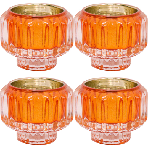 4PK LVD Candle Holder La Fiesta Decorative Lounge/Shelf Home Decor 7.5cm Orange