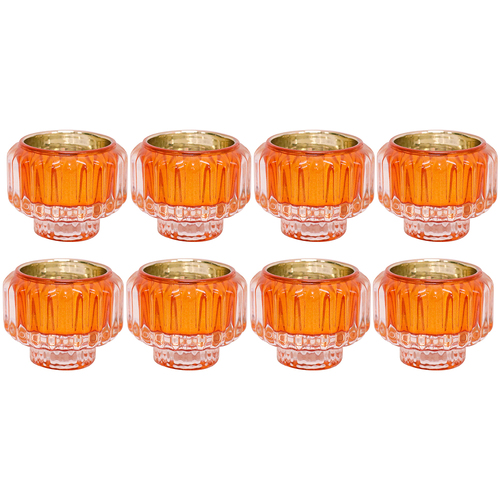 8PK LVD Candle Holder La Fiesta Decorative Lounge/Shelf Home Decor 7.5cm Orange