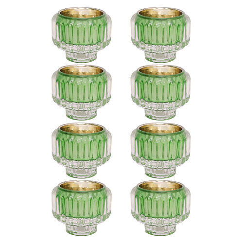 8PK LVD La Fiesta Glass Taper/Votive Candle Holder Decor - Green