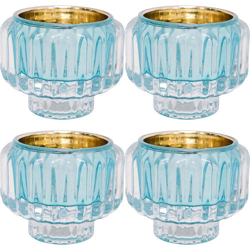 4PK LVD Candle Holder La Fiesta Decorative Lounge/Shelf Home Decor 7.5cm Aqua