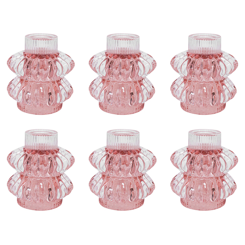 6PK LVD Reversible Glass Taper/Votive Candle Holder - Pink