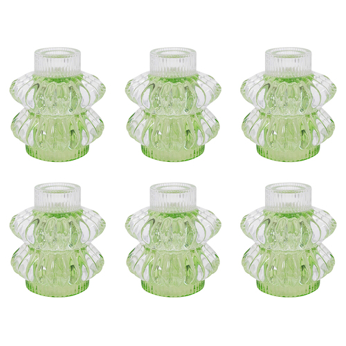 6PK LVD Reversible Glass Taper/Votive Candle Holder - Green