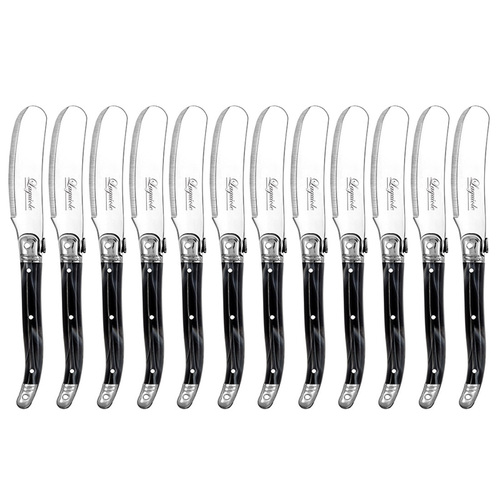 12pc Laguiole Etiquette 11.5cm Stainless Steel Pate Knife - Marble Black