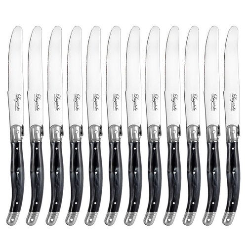 12pc Laguiole Etiquette 23.5cm Cheese Knife - Marble Black