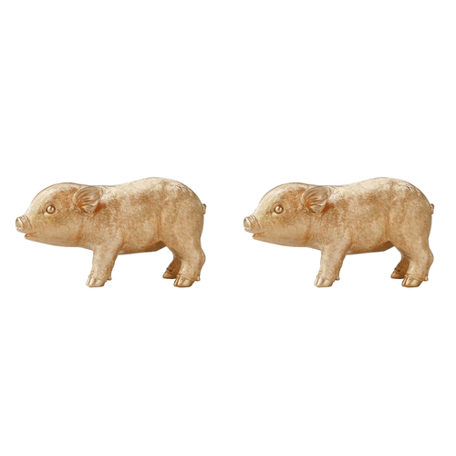 2PK White Moose Resin Pig Money Box Home/Room Decor - Gold