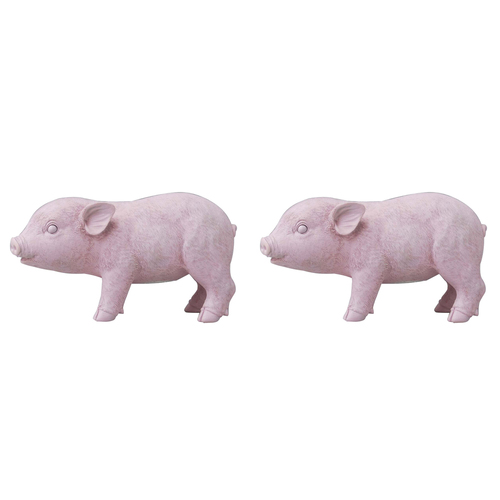 2PK White Moose Resin Pig Money Box Home/Room Decor - Pink